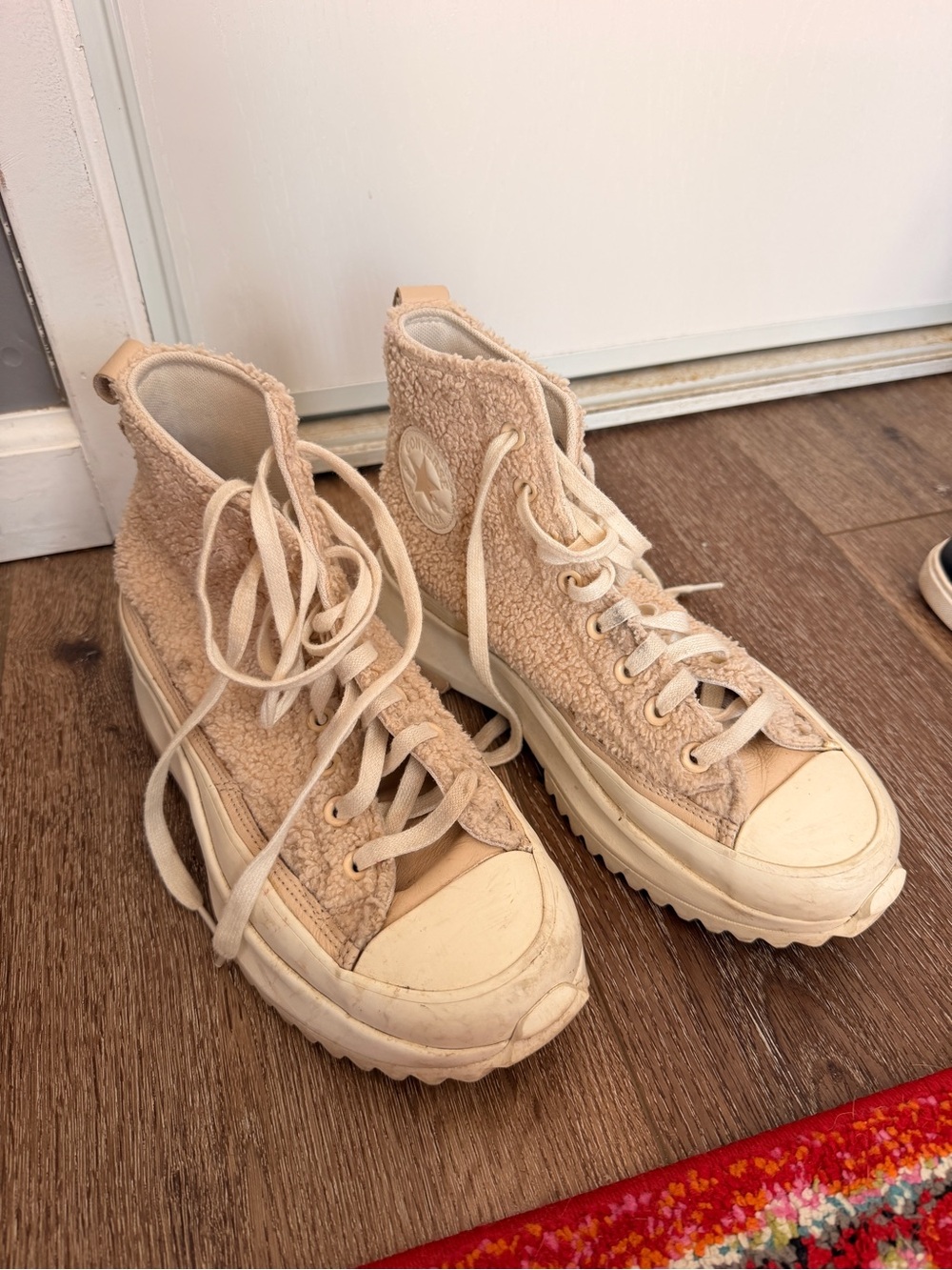 Converse High-Top Shearling Sneakers - Beige/Cream